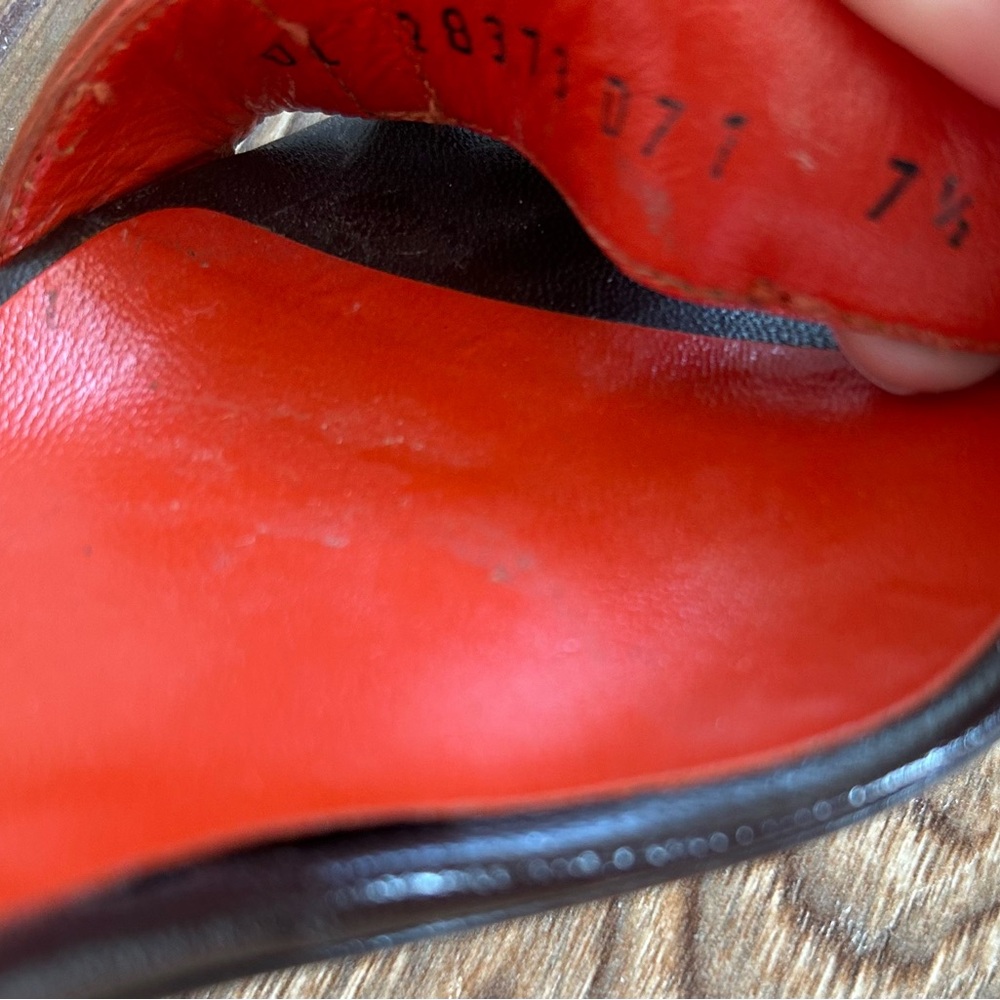 Salvatore Ferragamo Kitten Slingback Heels Orange Brown Leather Size 7.5 - Picture 9 of 9